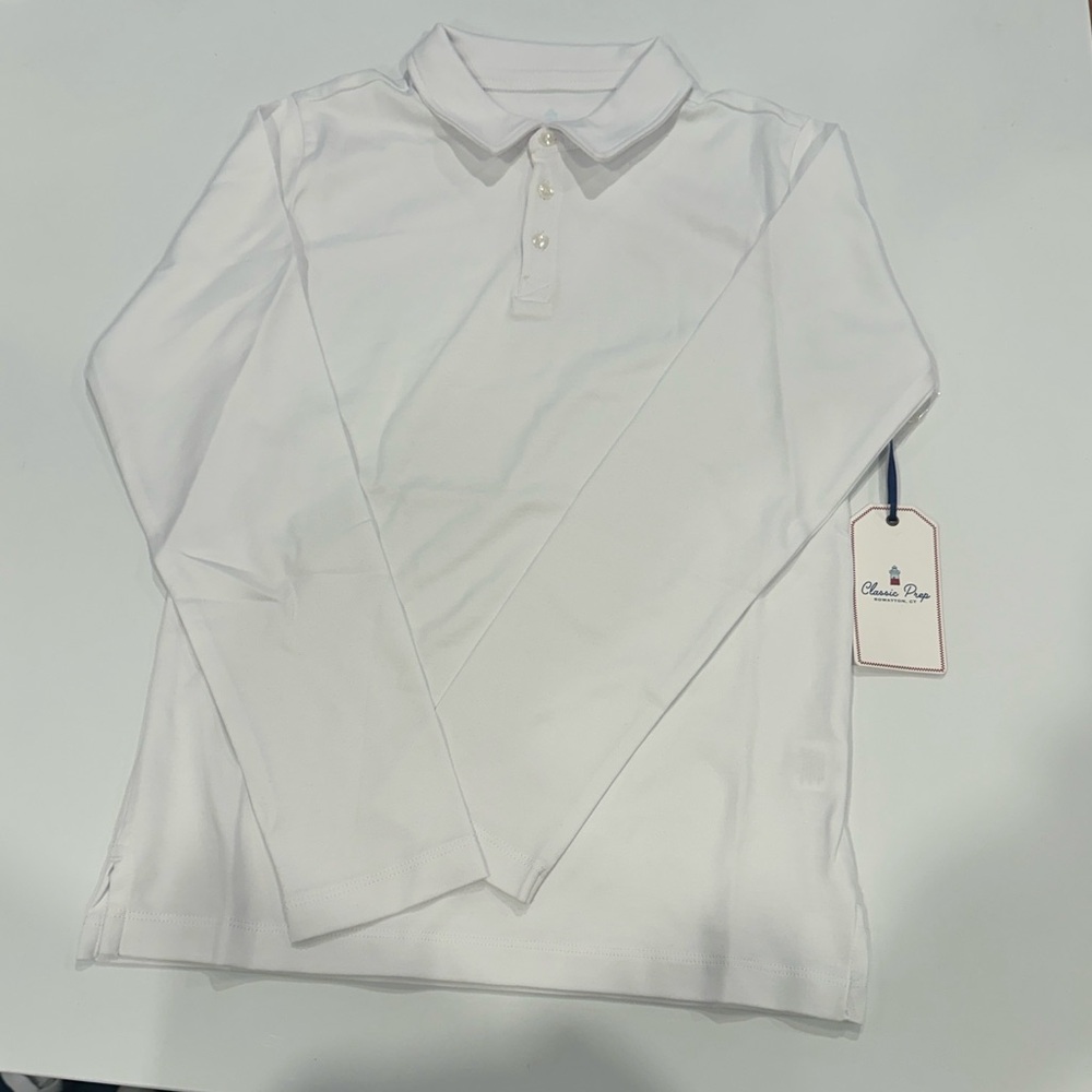 NEW Classic Prep Hayden Long Sleeve White Polo